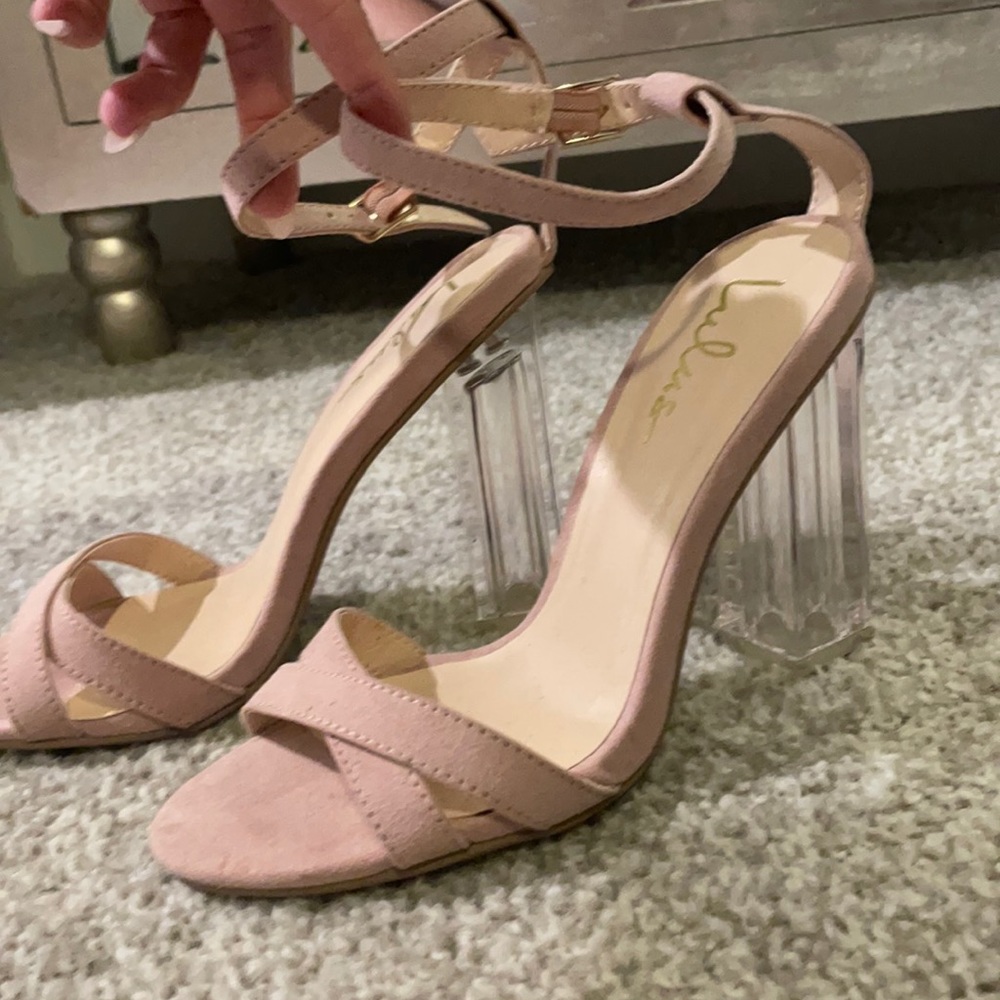 Pink heels with clear heel